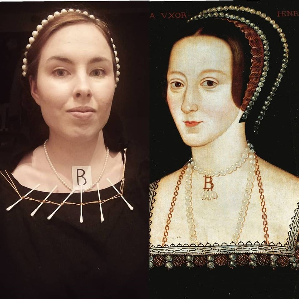 And finally, here is my Anne Boleyn, complete with cotton buds!