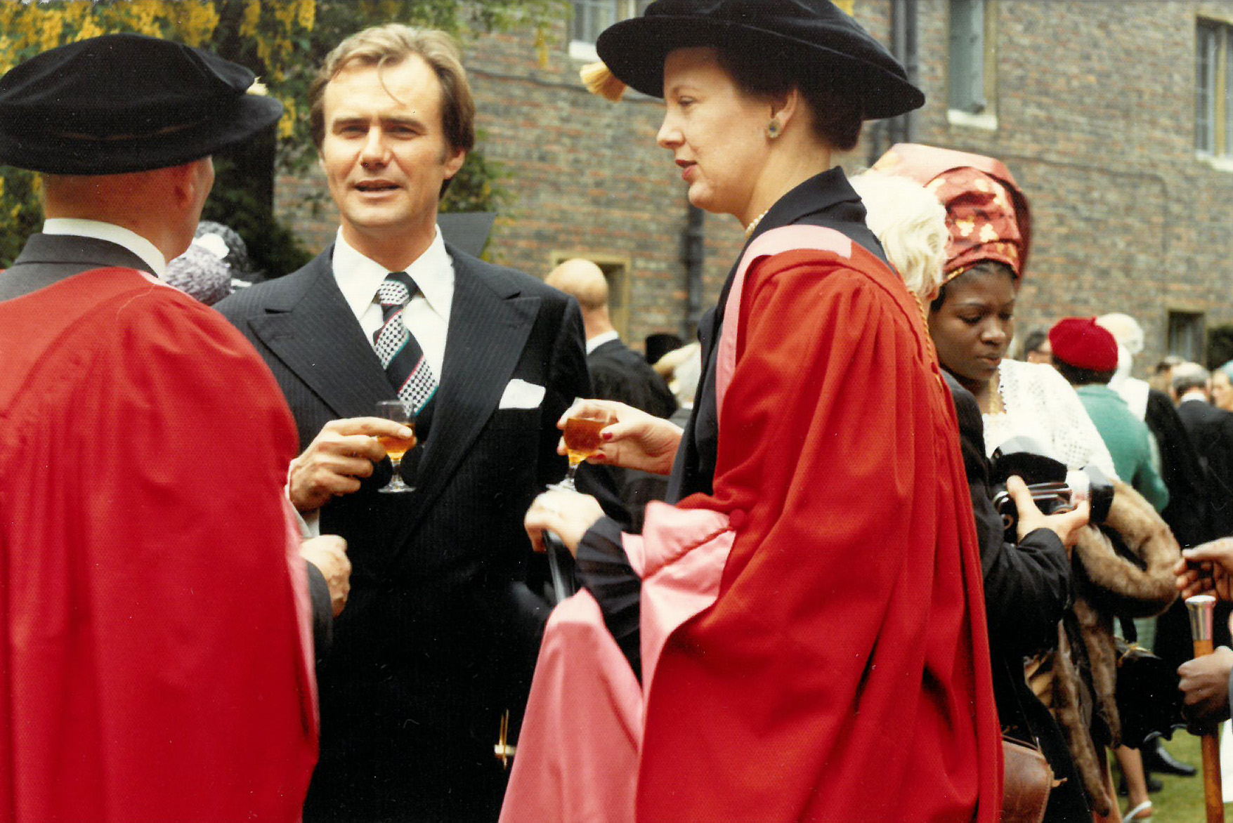 Queen Margarethe II of Denmark attending a reception at Sidney in 1975 by Professor Linnett, Vice-Chancellor