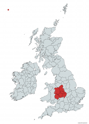 Map of areas encompassed by the West Midlands Scheme